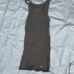 Hollister Women's Charcoal Ribbed Tank Top